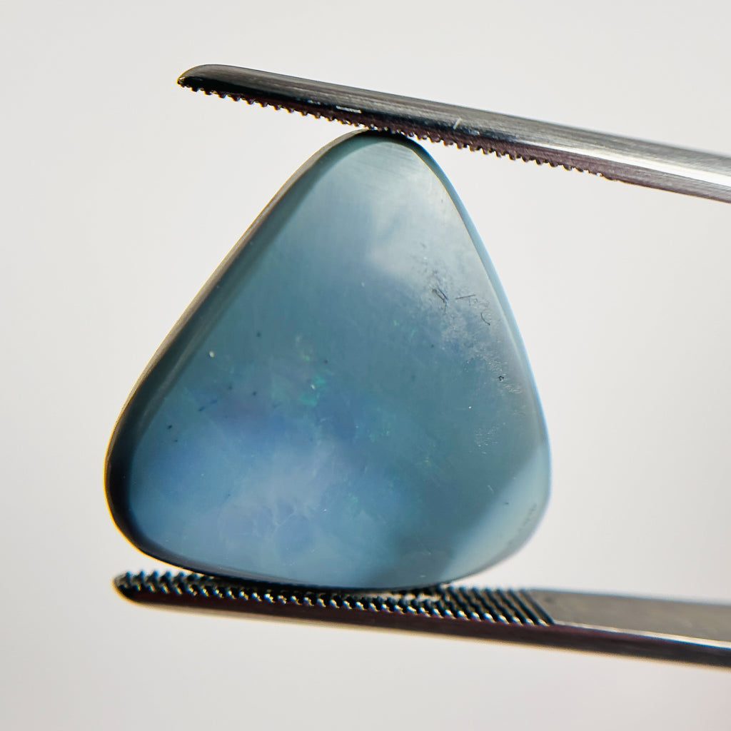 Semi Black Opal Green Multicolour 20x19x5 Cabochon Triangle 10.95 Carat