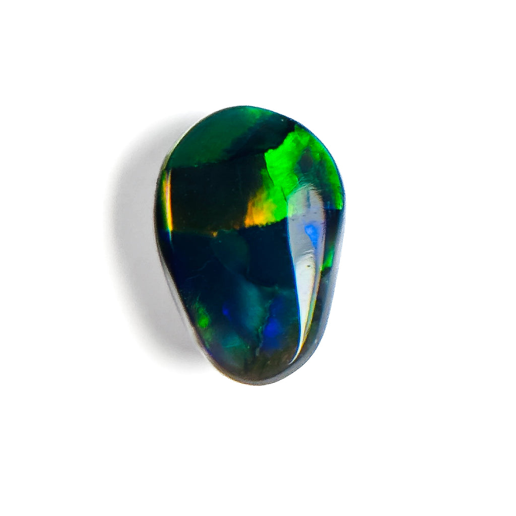 Semi Black Opal Multicolour 9x6x2.2 Cabochon Pear 0.9 Carat
