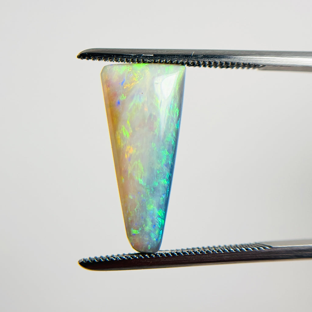Semi Black Opal Multicolour 18x8.5x4.1 Cabochon Triangle 3.85 Carat