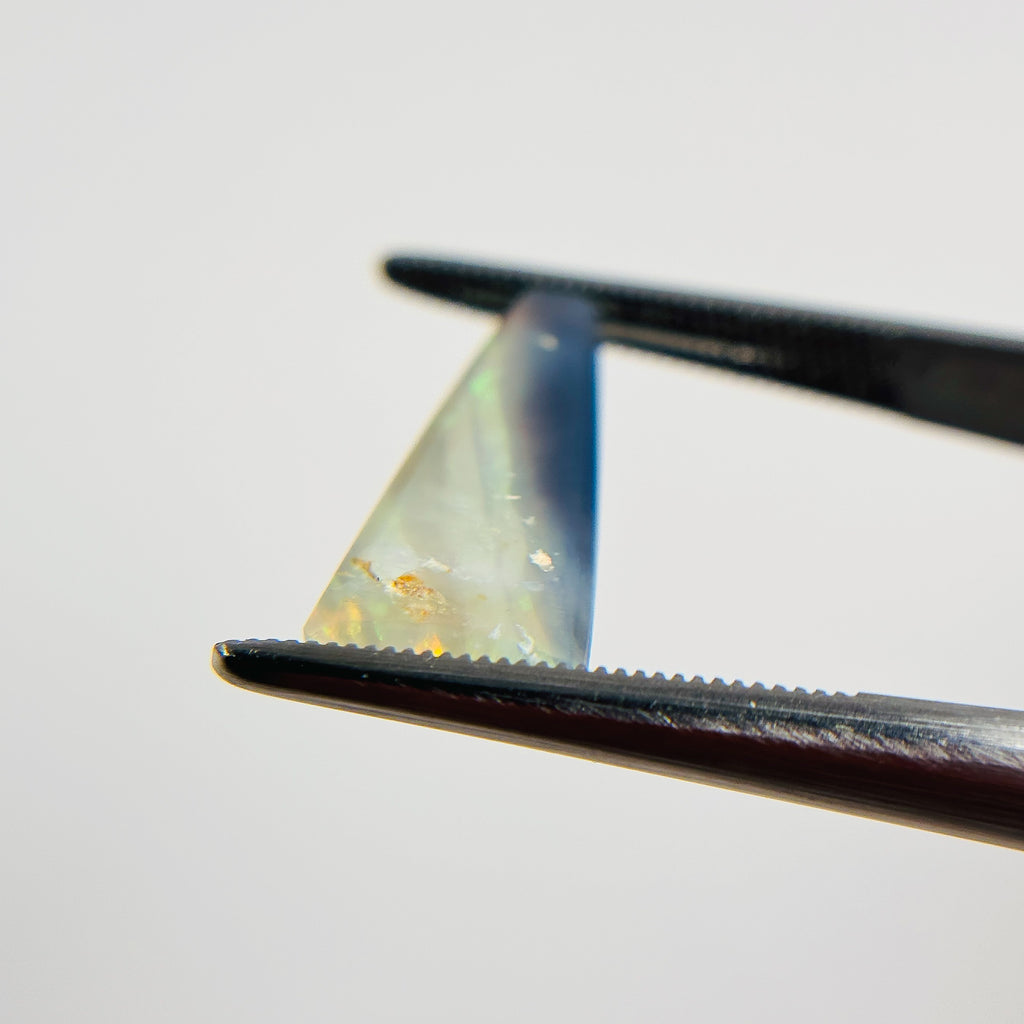 Semi Black Opal Multicolour 18x8.5x4.1 Cabochon Triangle 3.85 Carat