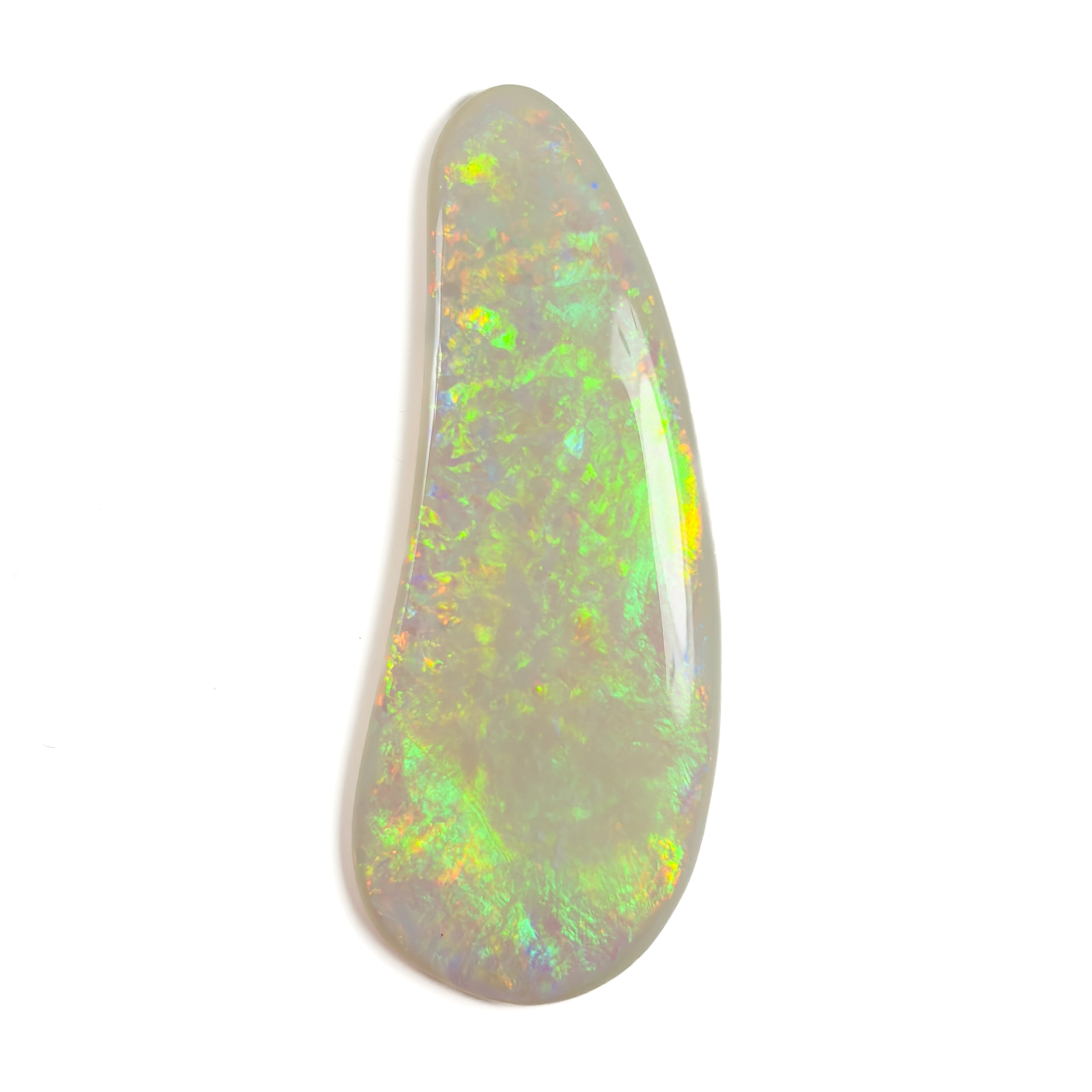 White Opal Multicolour 60x23x6 Cabochon Freeform 58.50 Carat