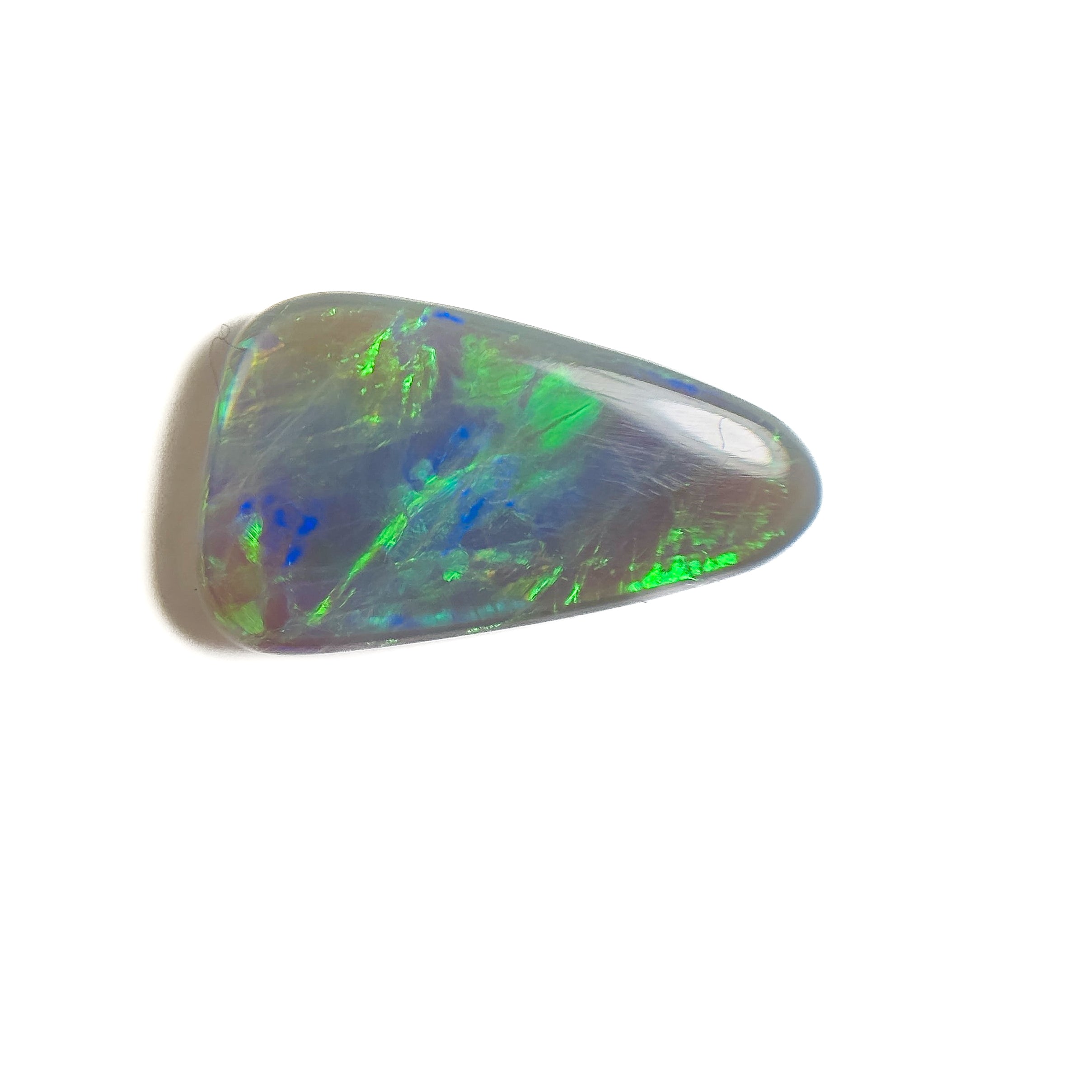 Semi Black Opal Green Multi 17x10x3.5 Cabochon Freeform 3.5 Carat