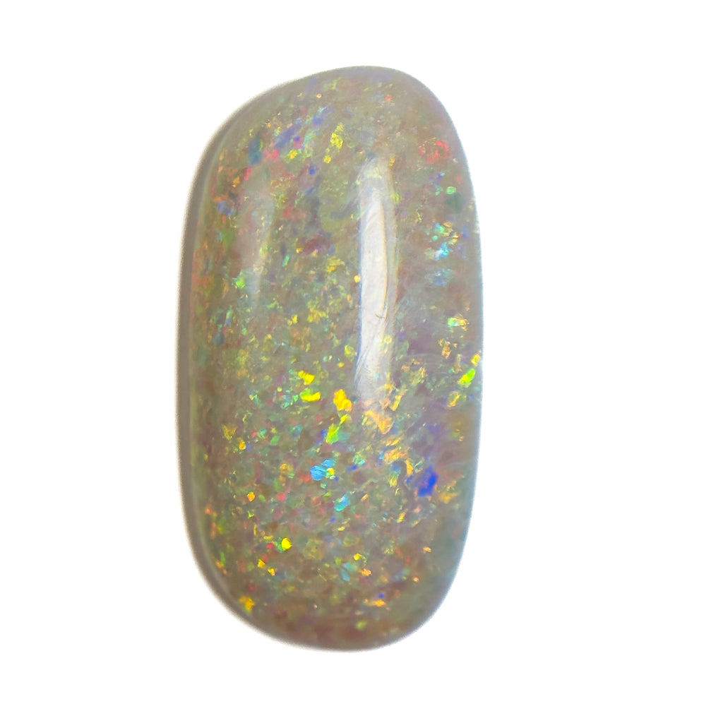 White Opal Multicolour 23.6x12.2x4.75 Cabochon Freeform 8.65 Carat