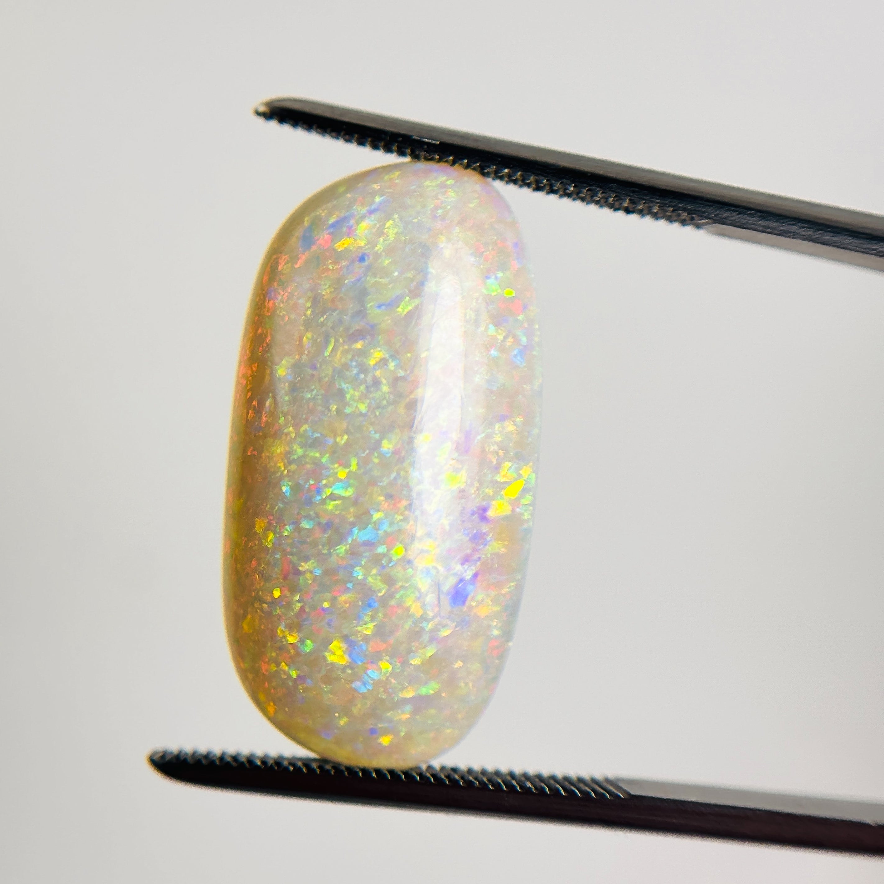 White Opal Multicolour 23.6x12.2x4.75 Cabochon Freeform 8.65 Carat