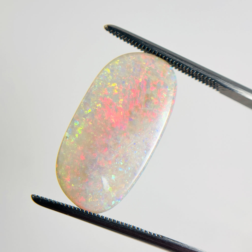 White Opal Multicolour 23.6x12.2x4.75 Cabochon Freeform 8.65 Carat