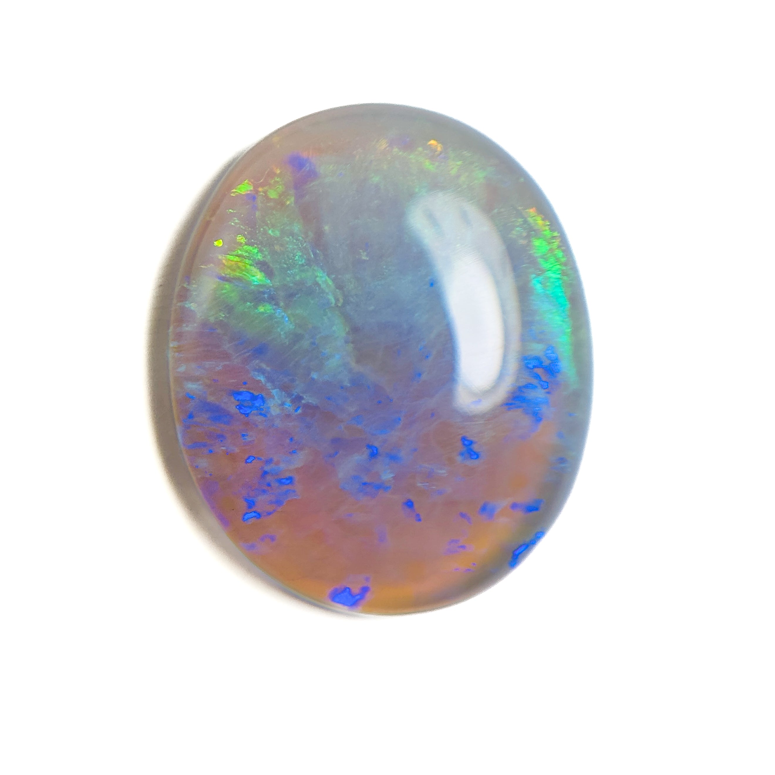 Semi Black Opal Blue Green 21x18x5 Cabochon Oval 11.7 Carat