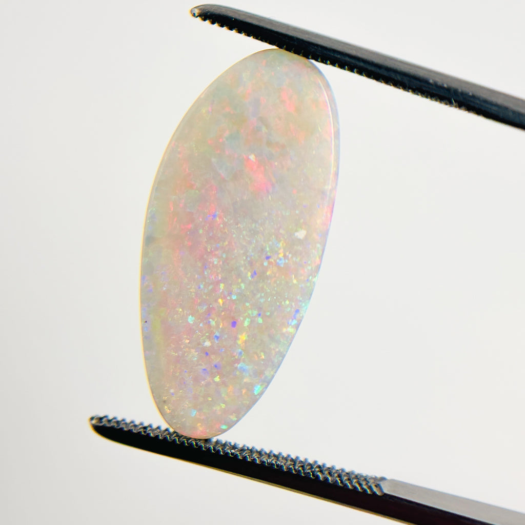 White Opal Multicolour 23x11x4.6 Cabochon Freeform 7 Carat