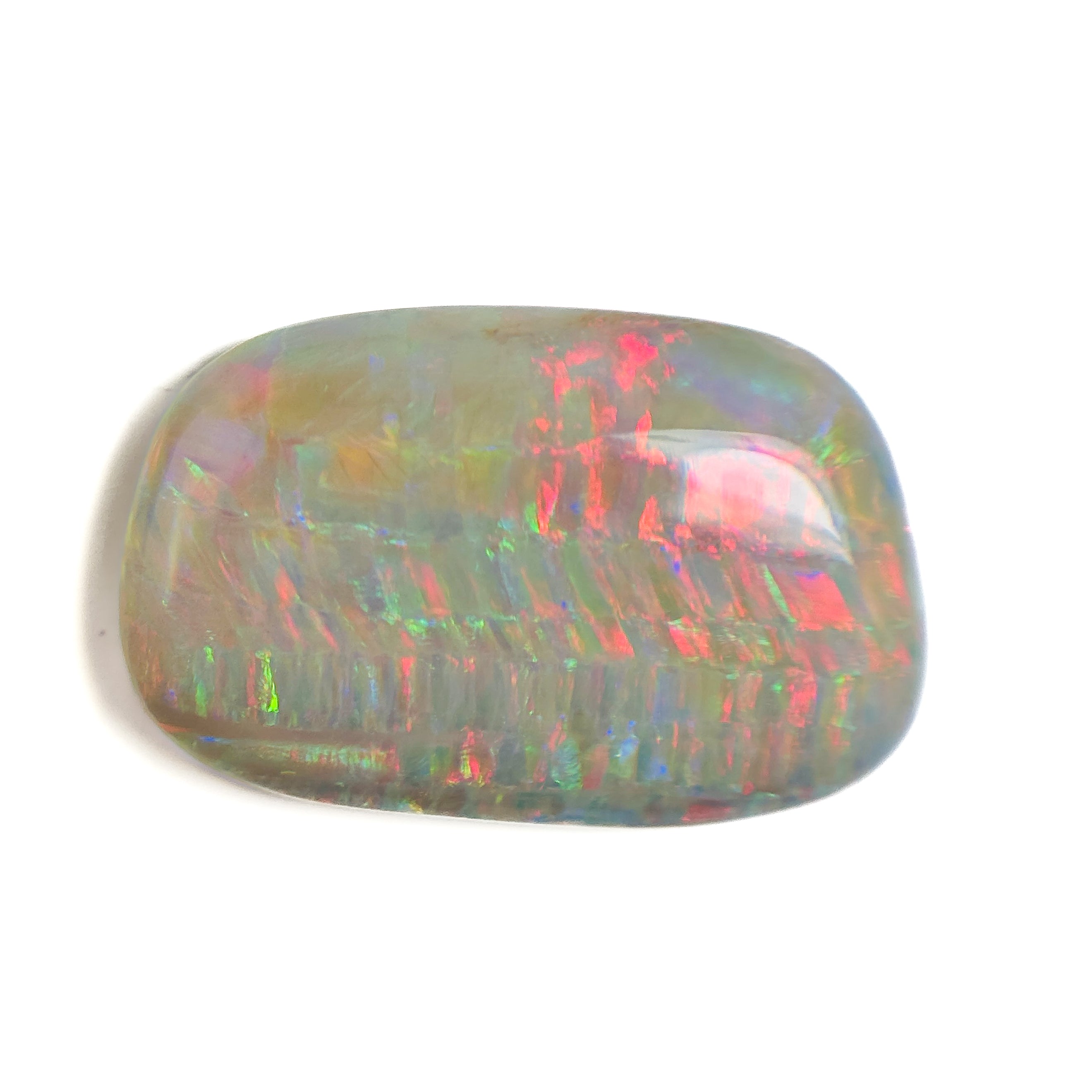 White Opal Red Multicolour 24x15x5 Cabochon Freeform 12.1 Carat