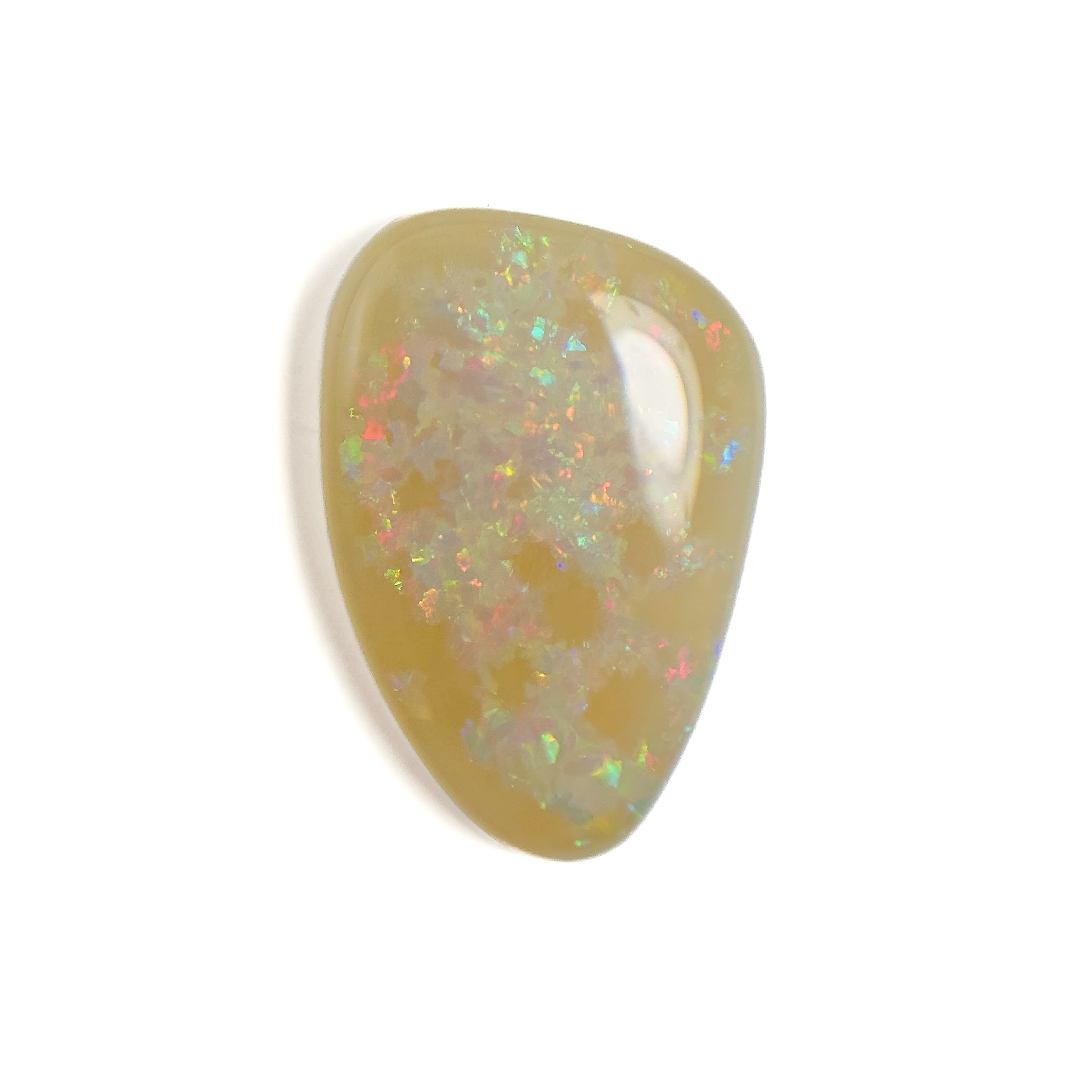 White Opal Red Multicolour 20x13x4 Cabochon Freeform 7.1 Carat