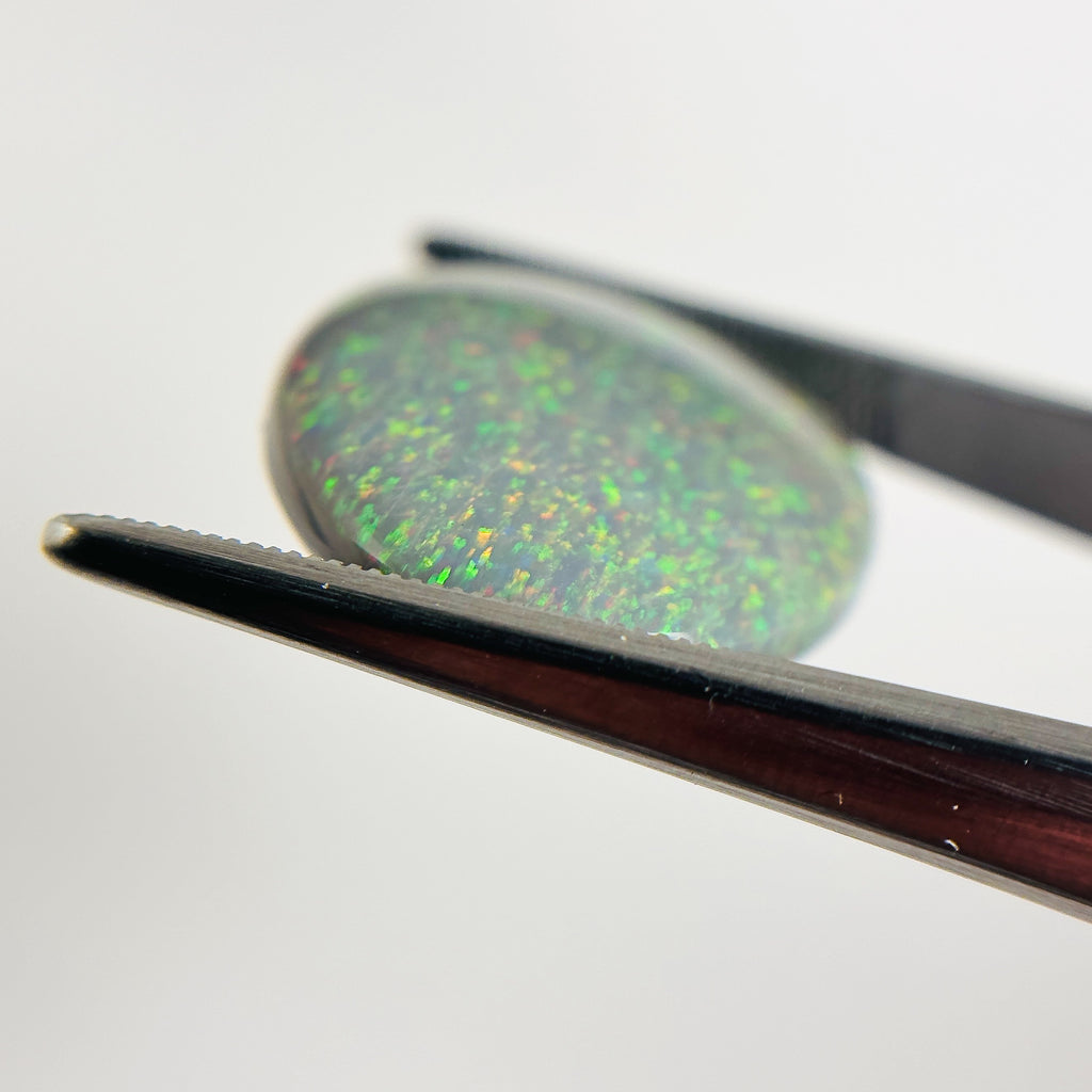 Semi Black Opal Red Multicolour 25x19x6 Cabochon Oval 16.8 Carat