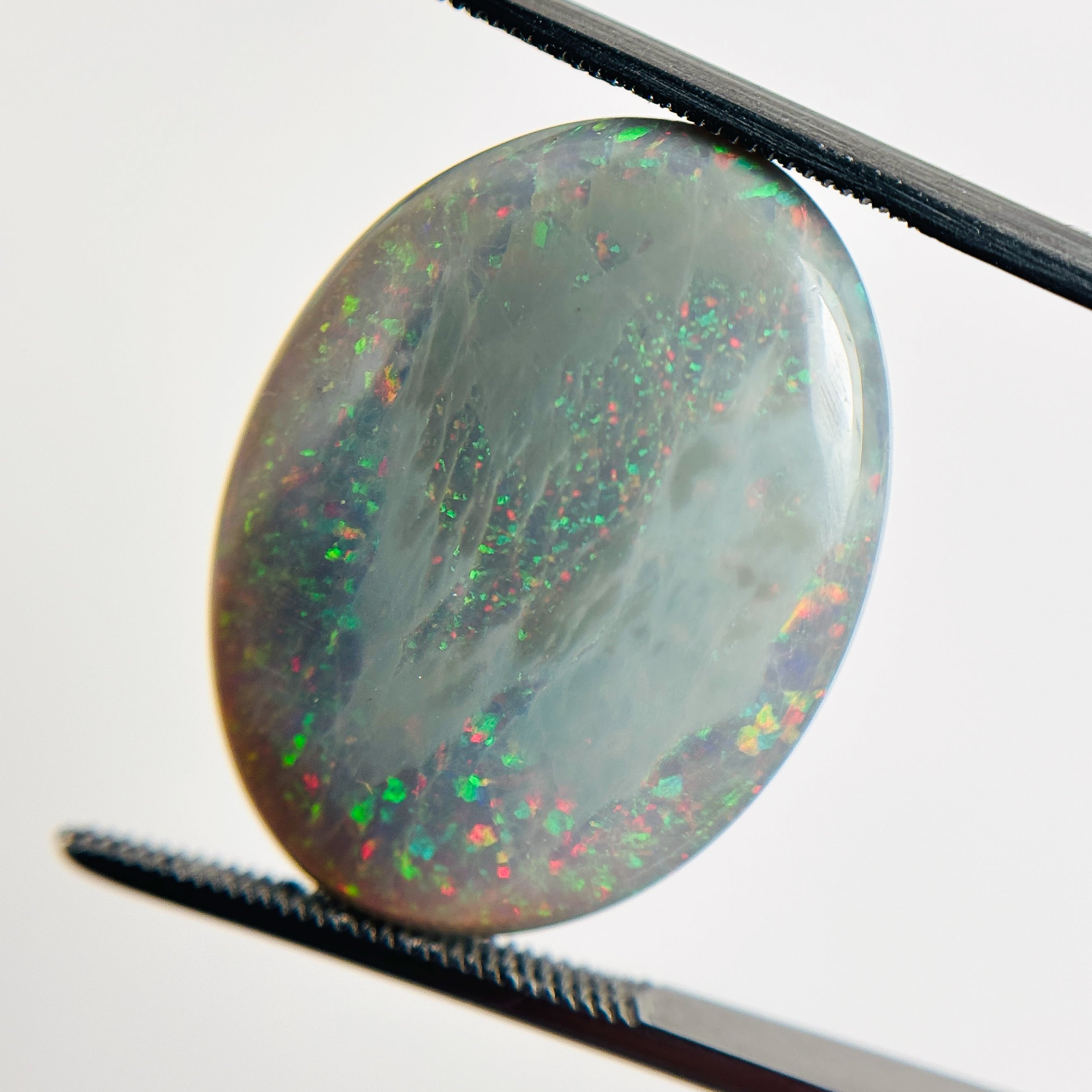 Semi Black Opal Red Multicolour 25x19x6 Cabochon Oval 16.8 Carat