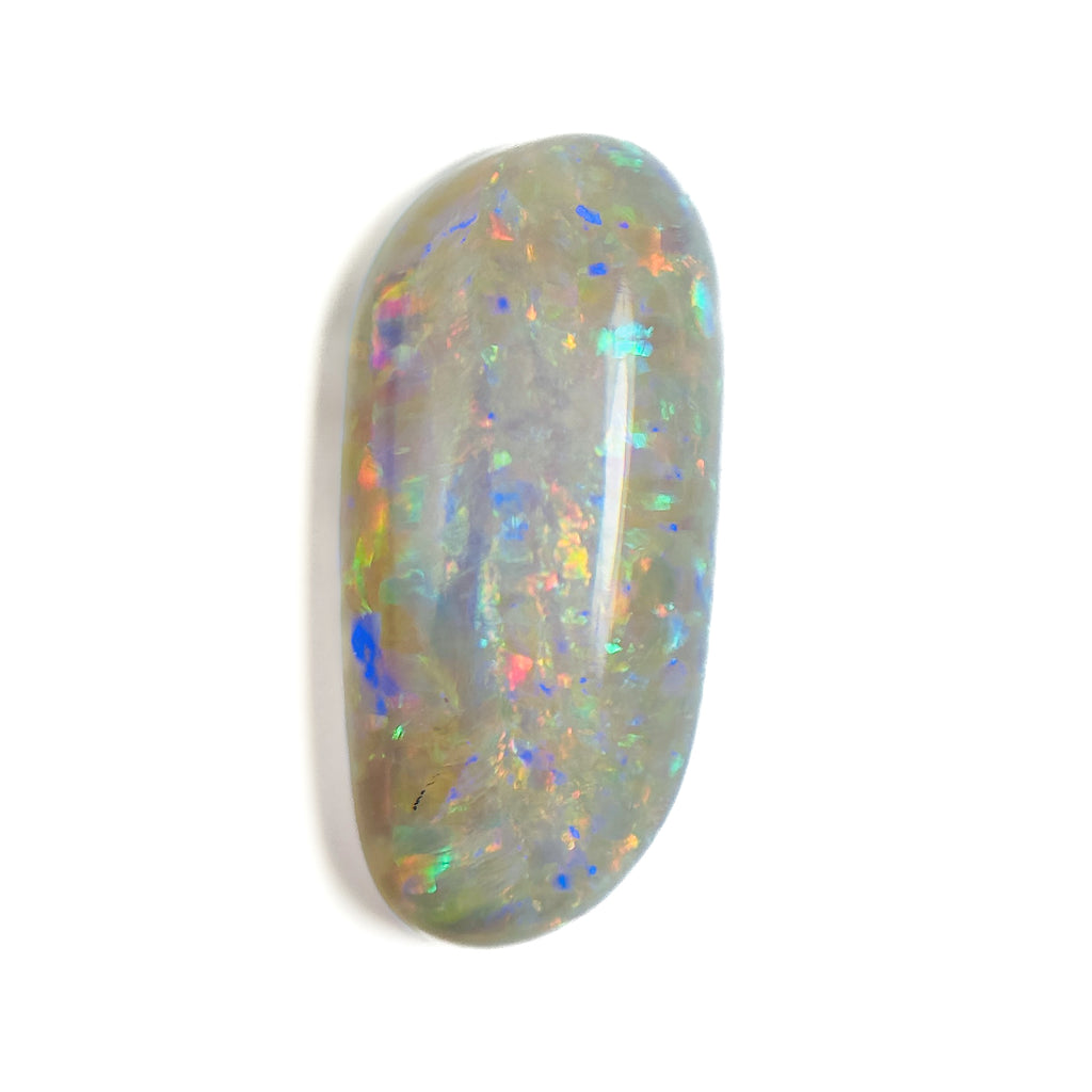 White Opal Multicolour 22x10x5.7 Cabochon Freeform 9.15 Carat