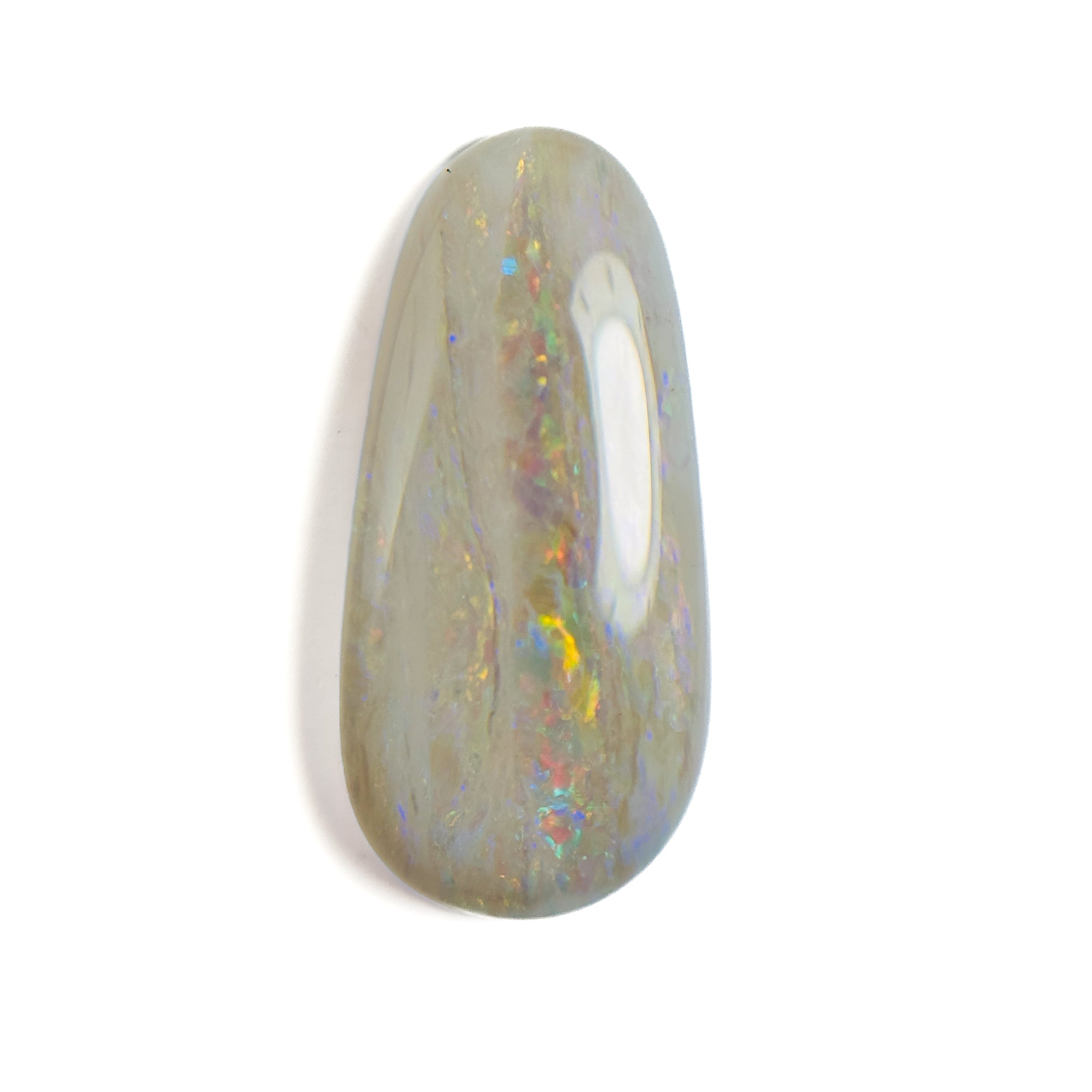 White Opal Multicolour 25x12x5.5 Cabochon Pear 11.3 Carat