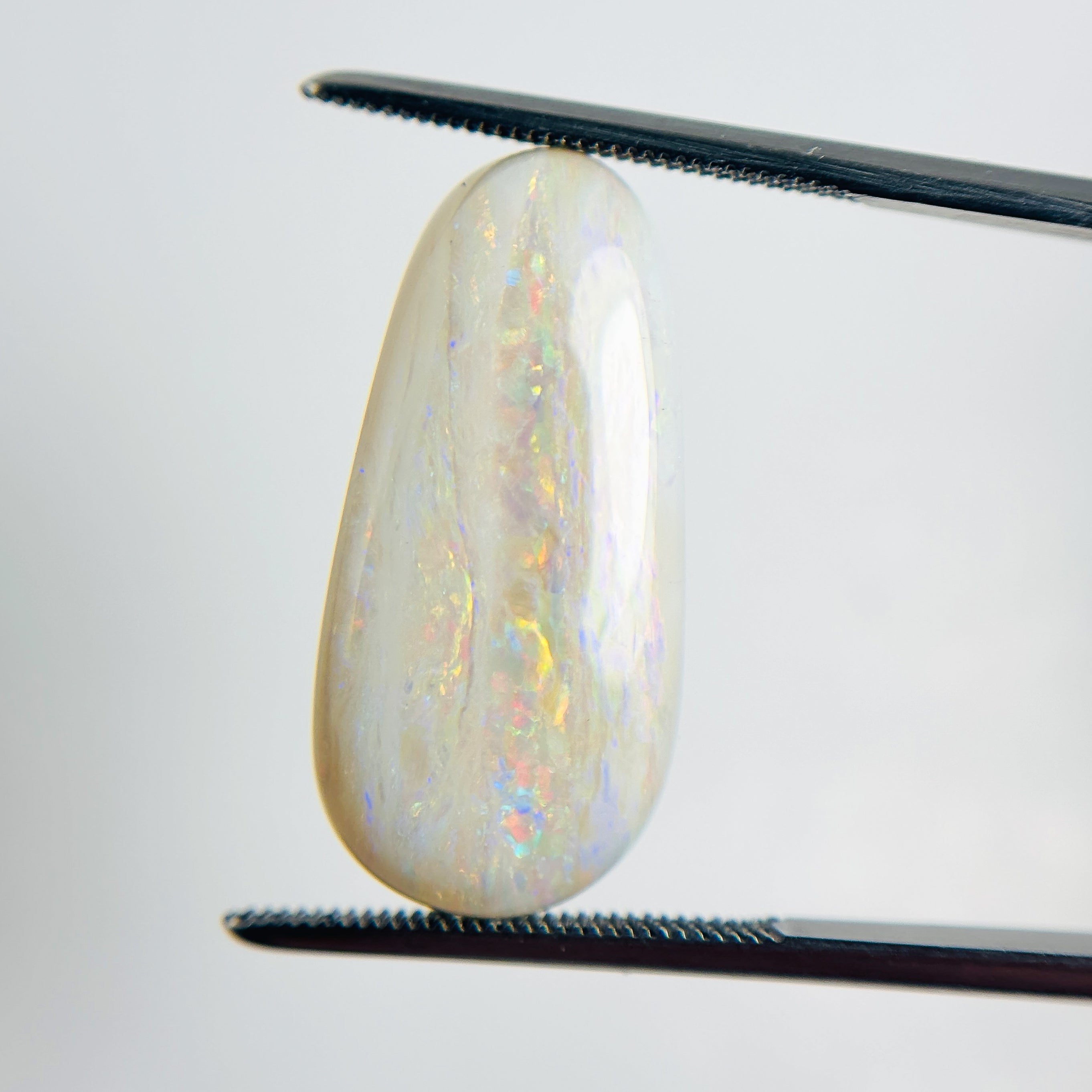 White Opal Multicolour 25x12x5.5 Cabochon Pear 11.3 Carat