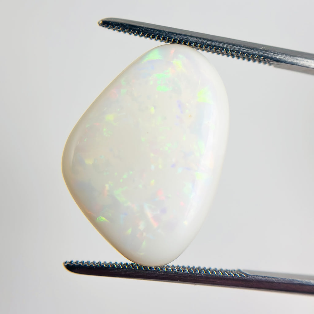 White Opal Multicolour 23x17x5 Cabochon Freeform 12.35 Carat