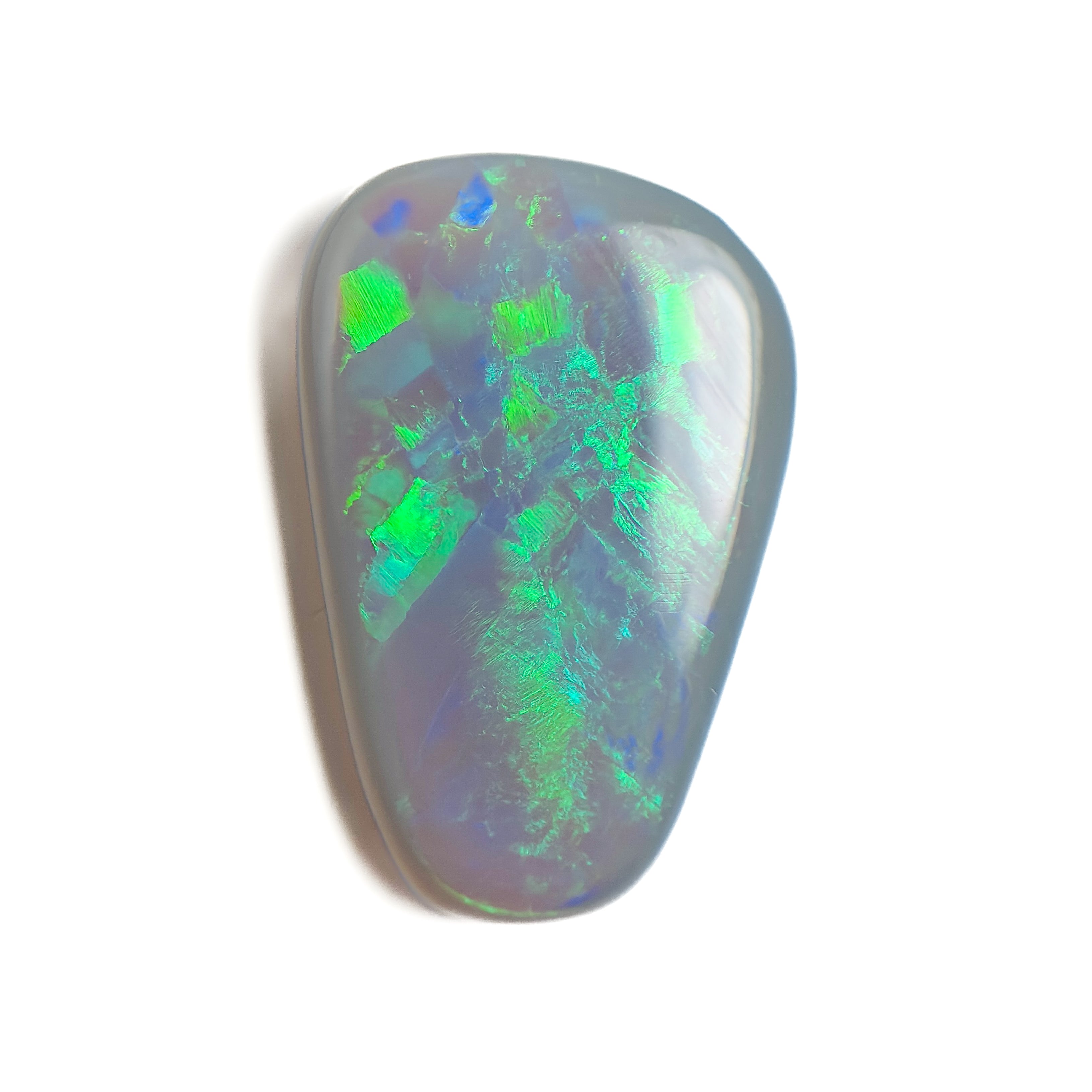 Semi Black Opal Green Blue 28x18x5.7 Cabochon Flagstone Freeform 21.7 Carat