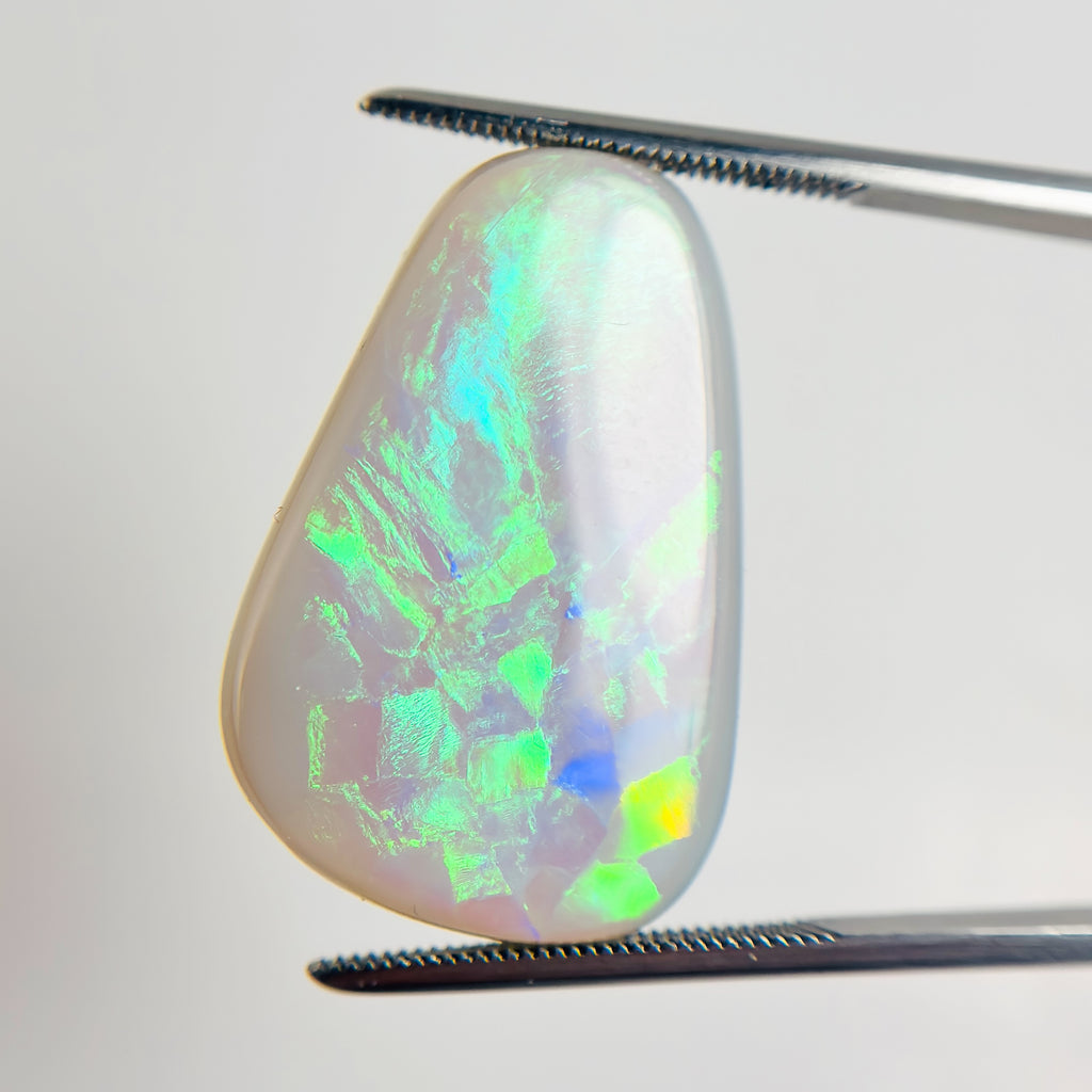 Semi Black Opal Green Blue 28x18x5.7 Cabochon Flagstone Freeform 21.7 Carat