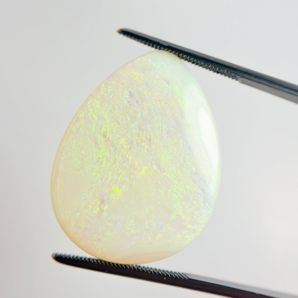 White Opal Multicolour 30x23x5 Cabochon Pear 21.05 Carat