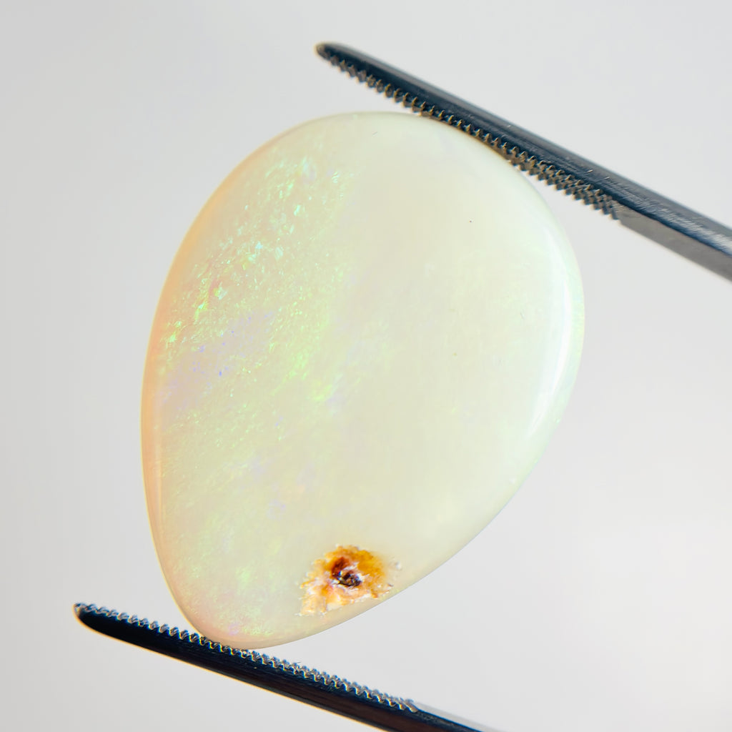 White Opal Multicolour 30x23x5 Cabochon Pear 21.05 Carat