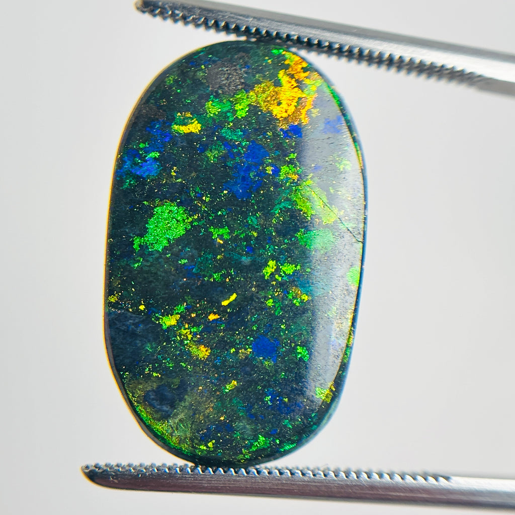 Black Opal Green Multicolour 22x13x2.2 Cabochon Oval 4.75 Carat