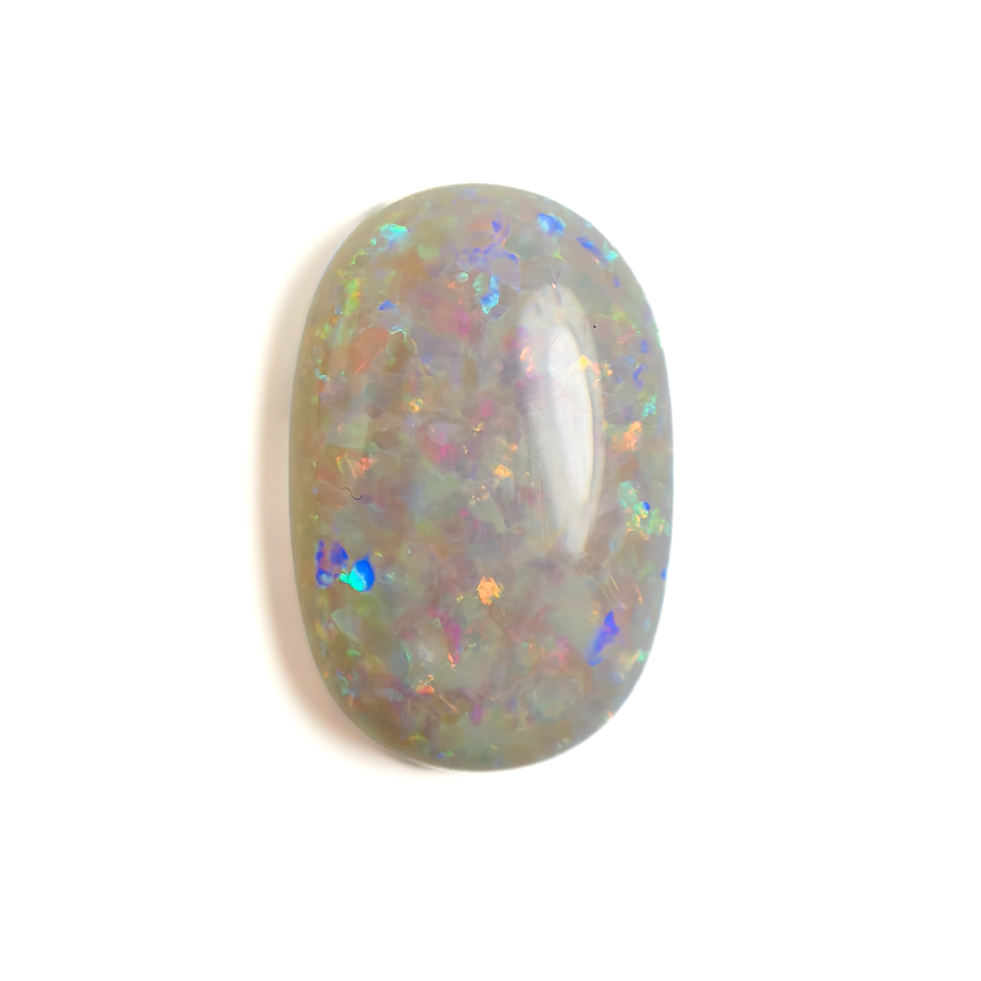 White Opal Multicolour 24x16x6.6 Cabochon Oval 16.10 Carat