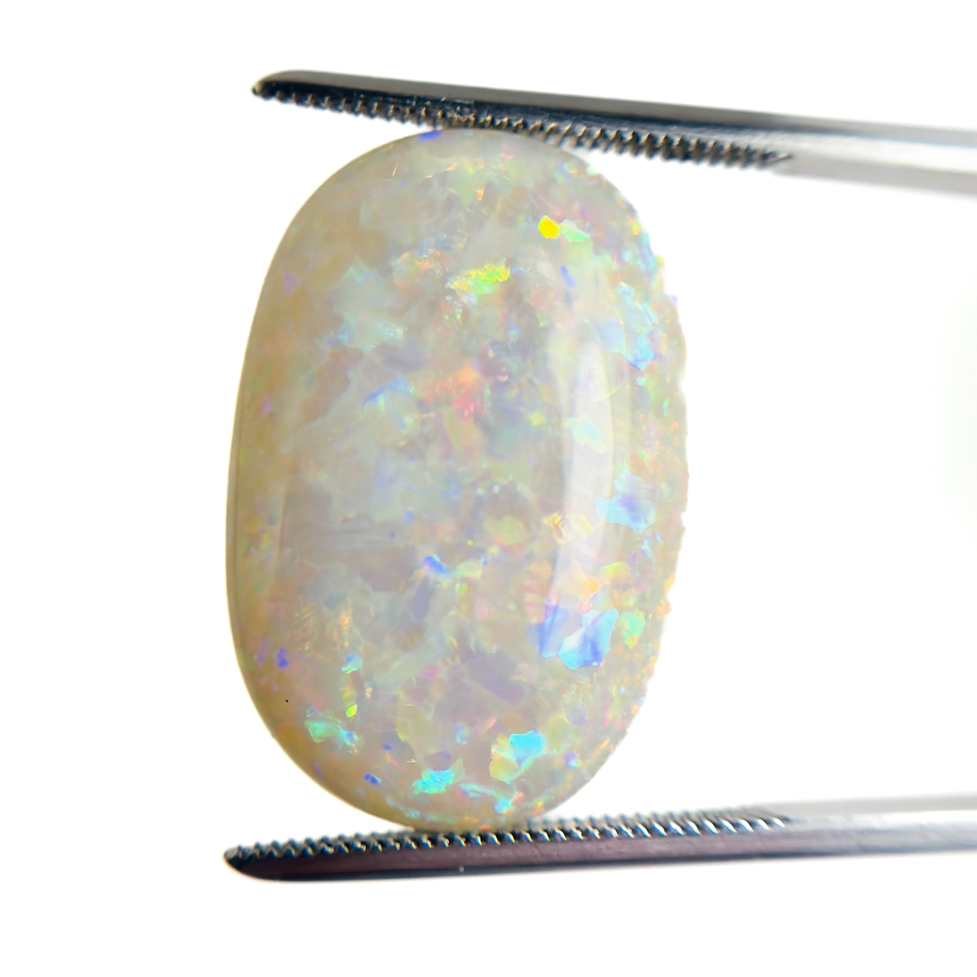 White Opal Multicolour 24x16x6.6 Cabochon Oval 16.10 Carat