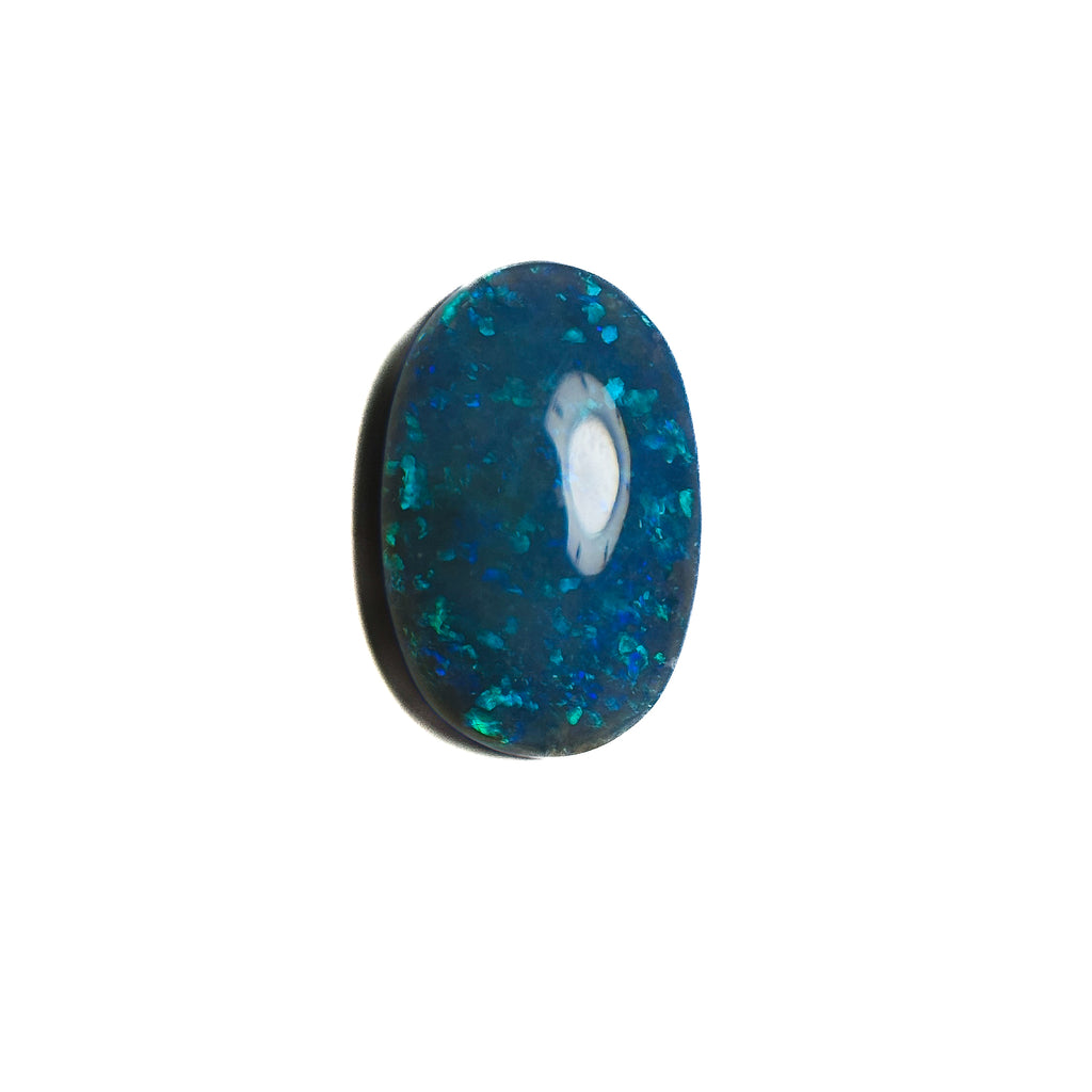 Semi Black Opal Blue Green 12x8x3.2 Cabochon Oval 2.05 Carat