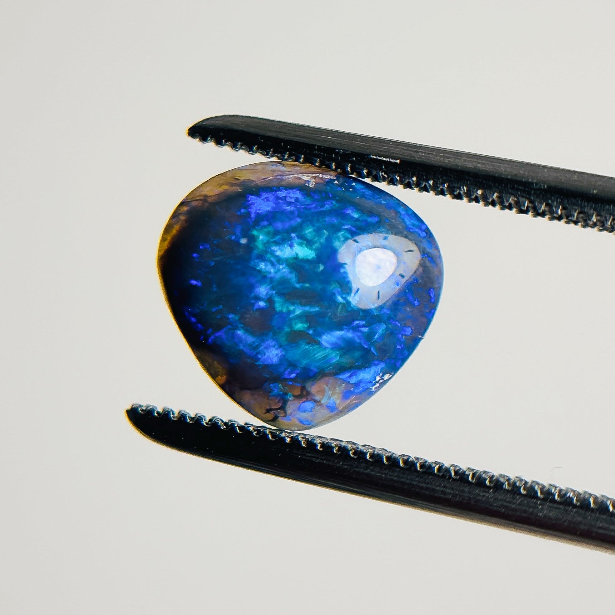 Black Opal Blue Green 9x8x3.2 Cabochon Freeform 1.55 Carat