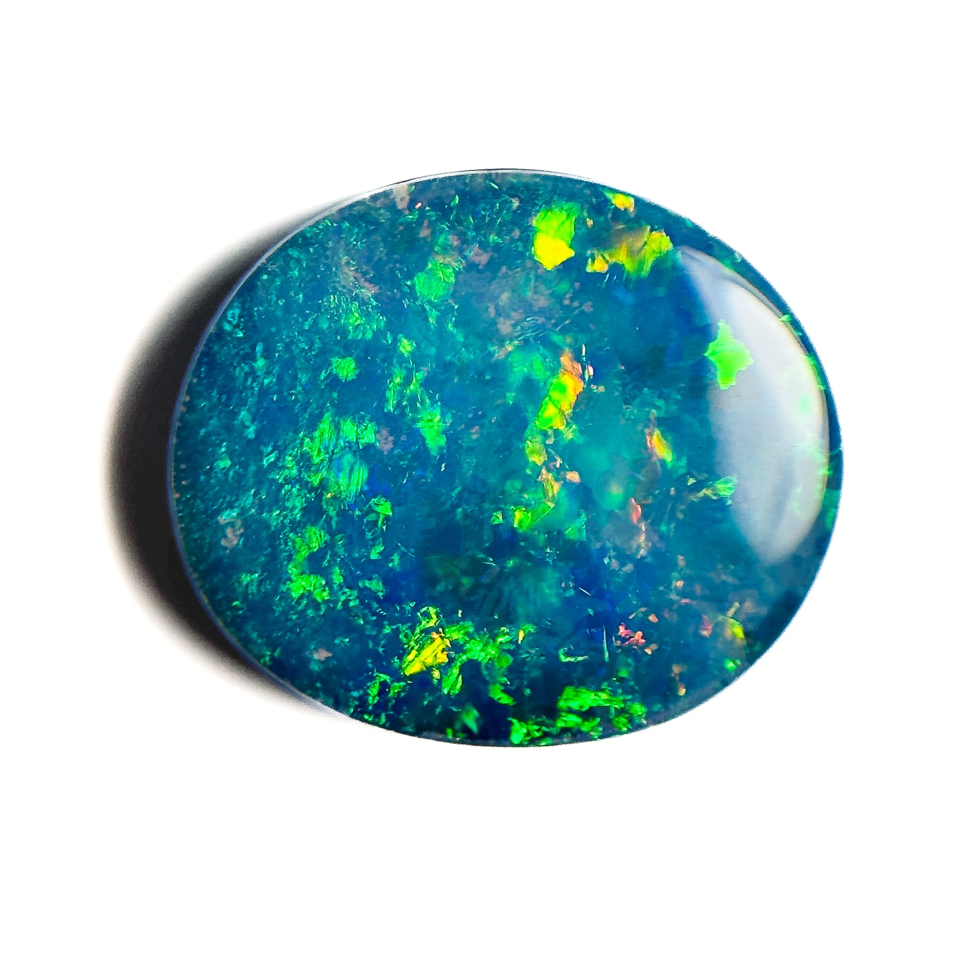Doublet Opal Green Multicolour 18x15x5 Cabochon Oval 10 Carat