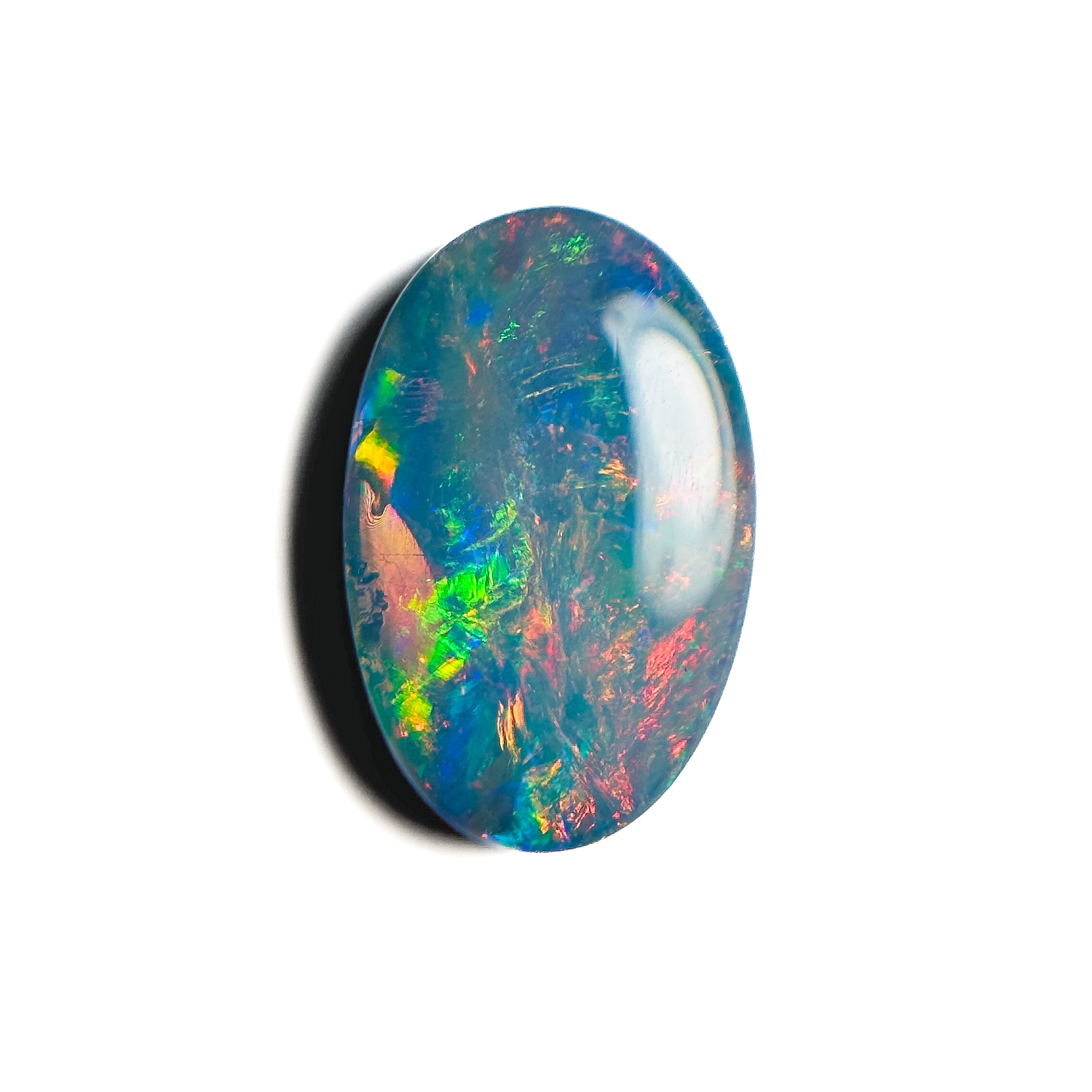 Doublet Opal Red Multicolour 17x11x5 Cabochon Oval 7.25 Carat