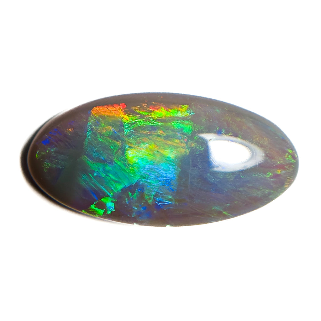 Semi Black Opal Green Multicolour 24x12x5 Cabochon Marquise 10.3 Carat