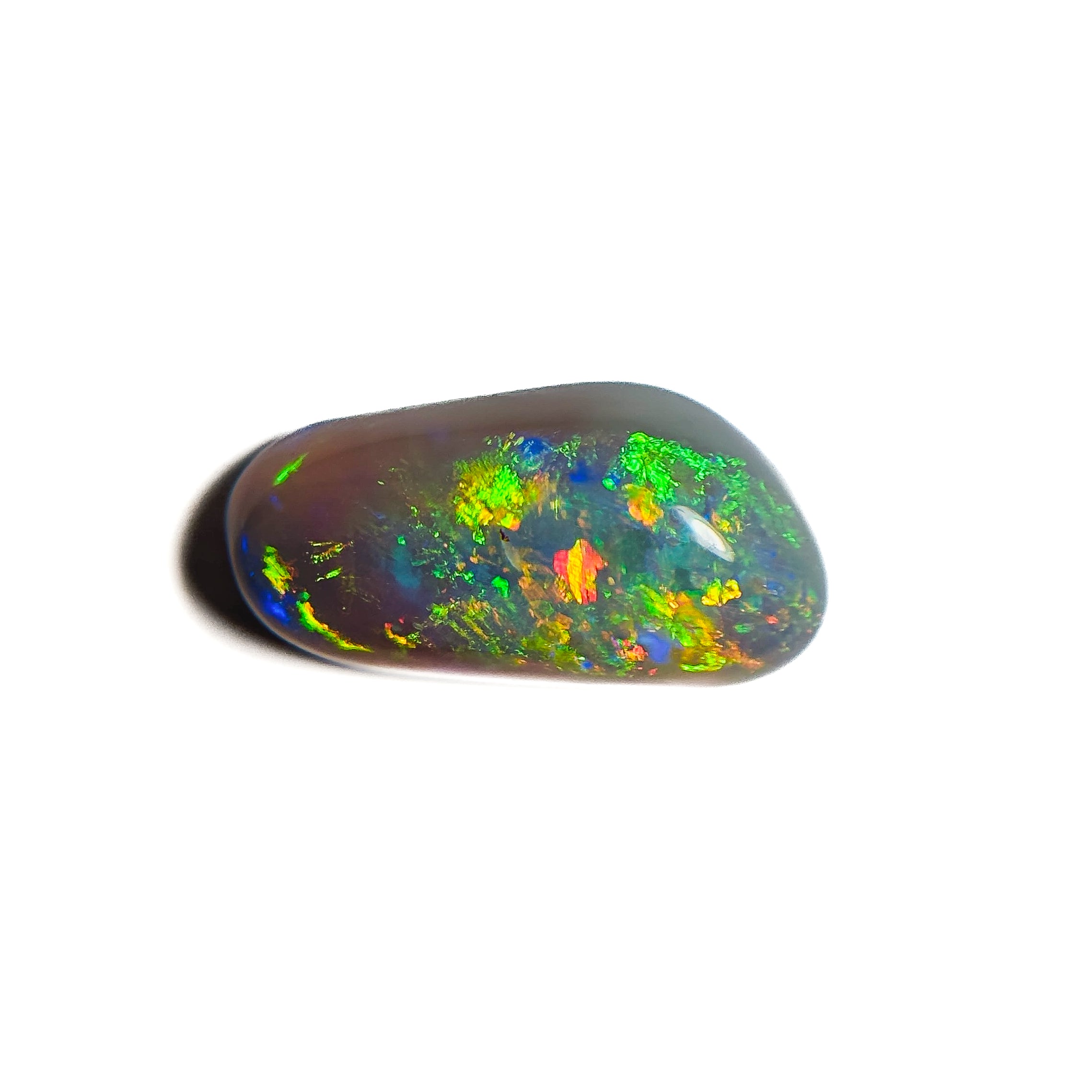 Semi Black Opal Red Multicolour 15x7x5 Cabochon Freeform 3.4 Carat