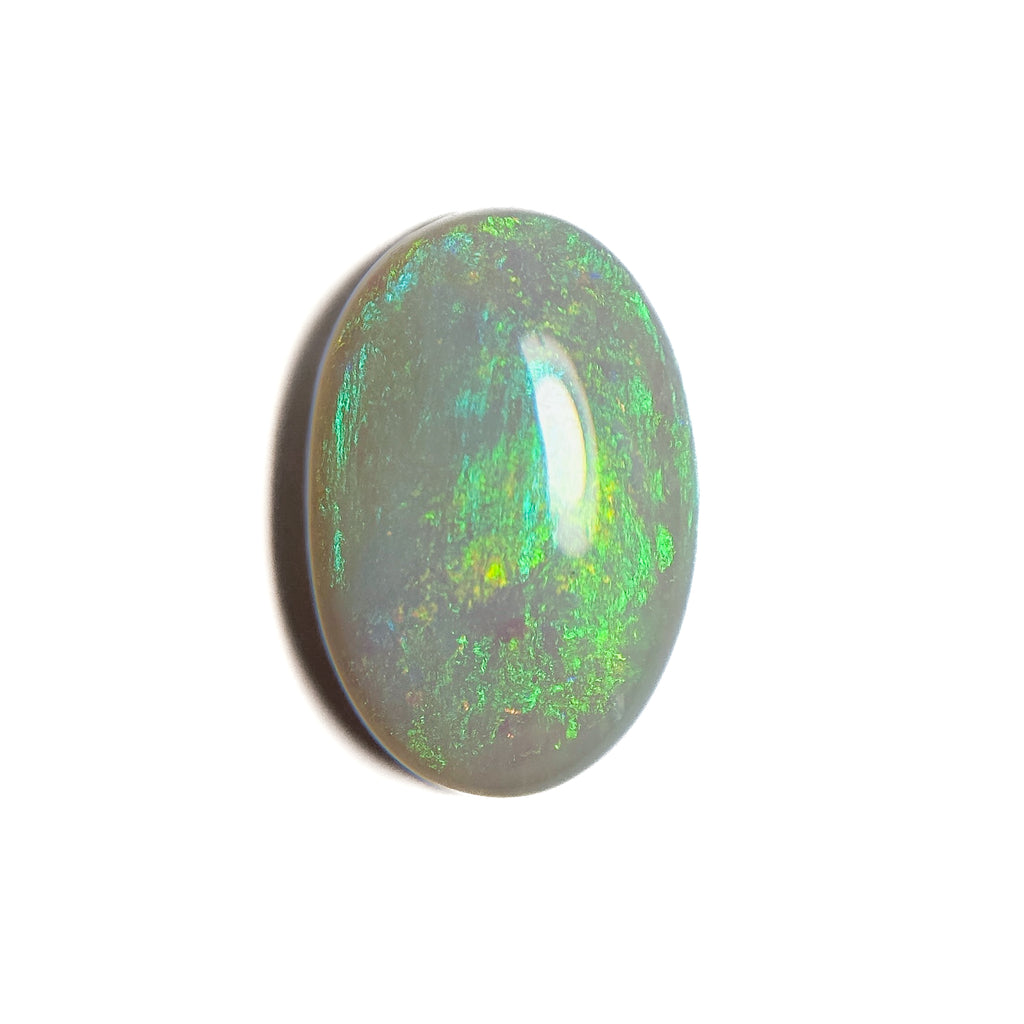 White Opal Green Blue 17x11x5 Cabochon Oval 6.1 Carat