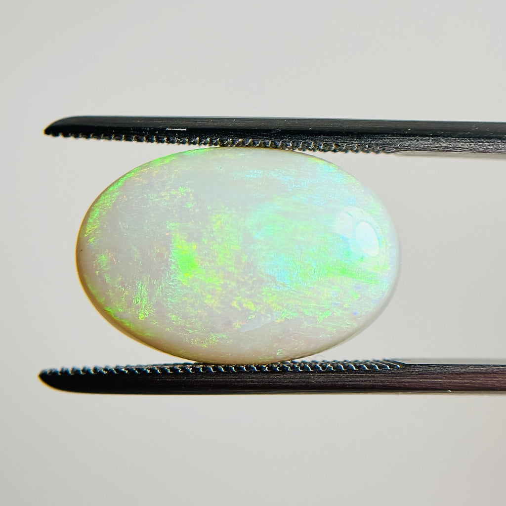 White Opal Green Blue 17x11x5 Cabochon Oval 6.1 Carat