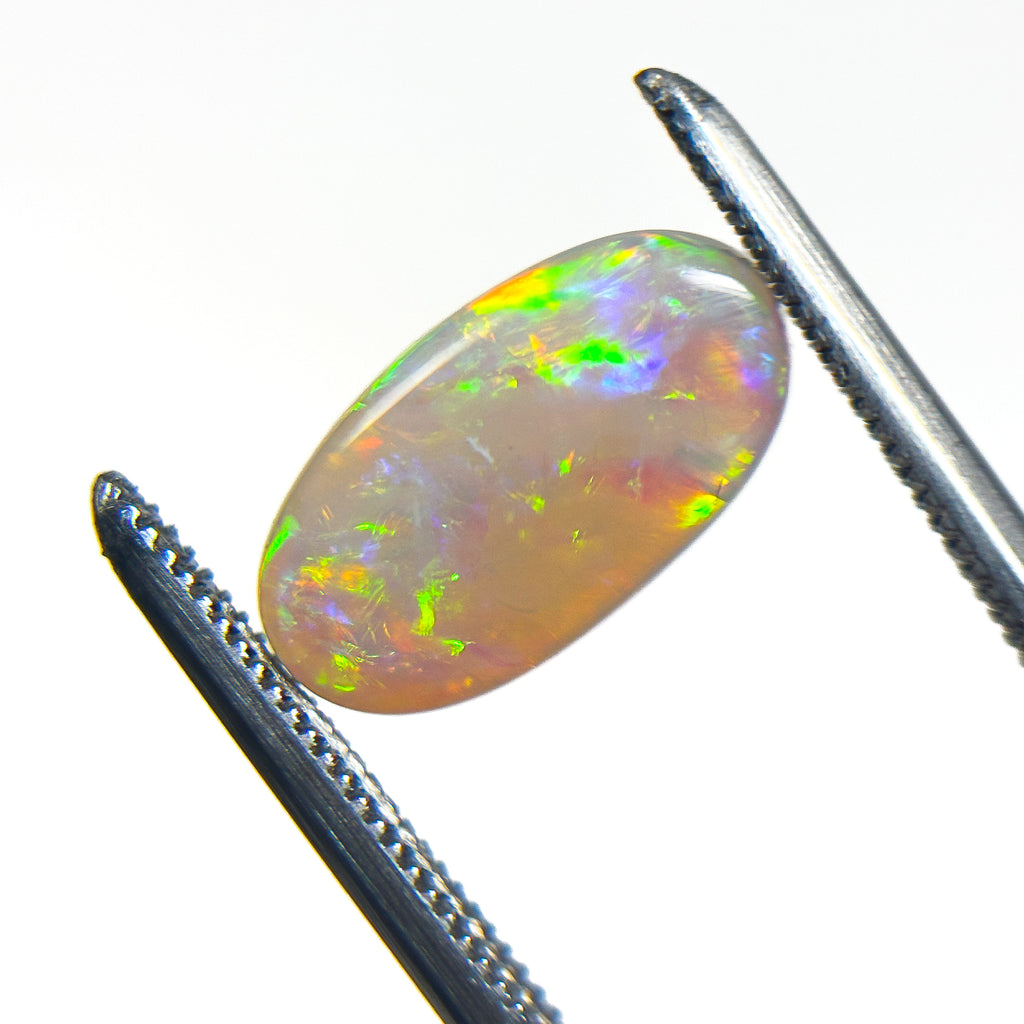 Crystal Opal Red Multicolour 12x7x3 Cabochon Oval 1.6 Carat