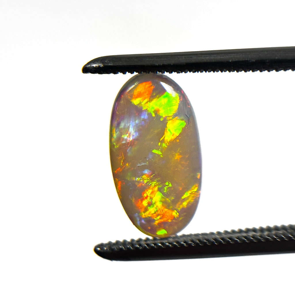Crystal Opal Red Multicolour 12x7x3 Cabochon Oval 1.6 Carat