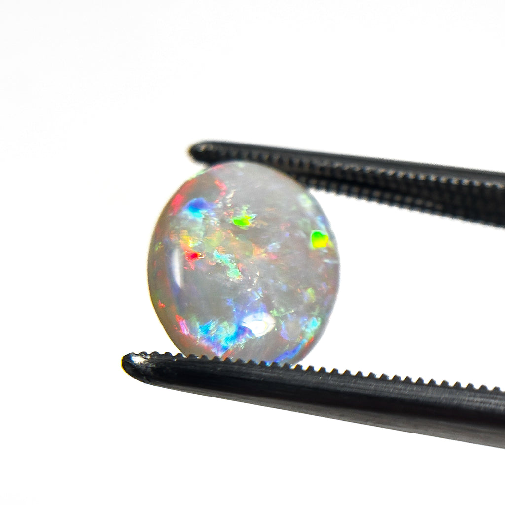 White Opal Red Multicolour 12x9x3 Cabochon Oval 2.45 Carat