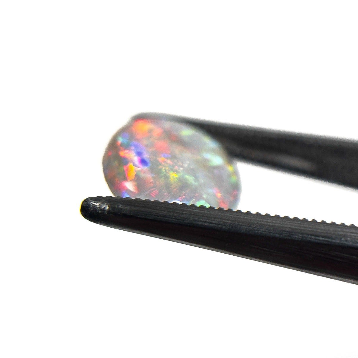 White Opal Red Multicolour 12x9x3 Cabochon Oval 2.45 Carat