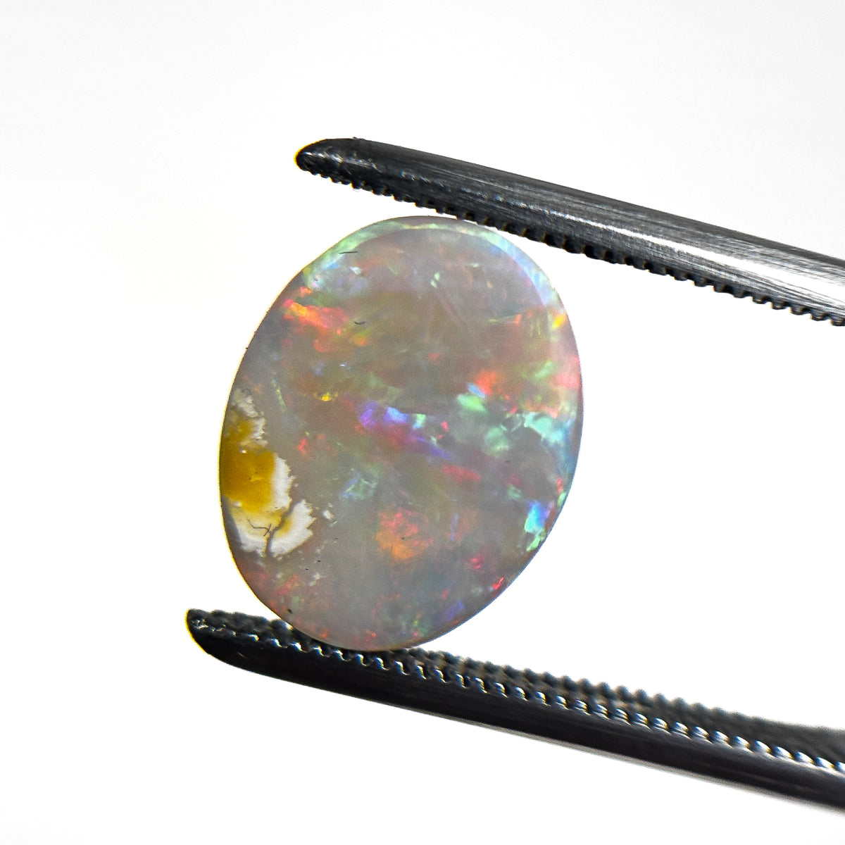White Opal Red Multicolour 12x9x3 Cabochon Oval 2.45 Carat
