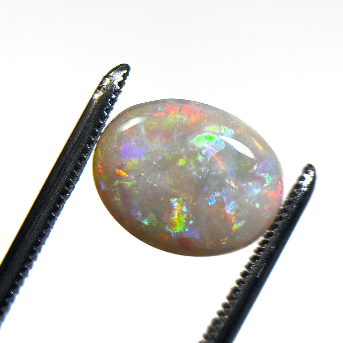 White Opal Red Multicolour 12x9x3 Cabochon Oval 2.45 Carat