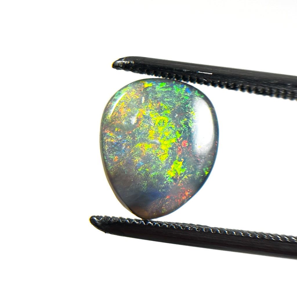 Semi Black Opal Green Multicolour 11x9x3 Cabochon Pear 1.95 Carat