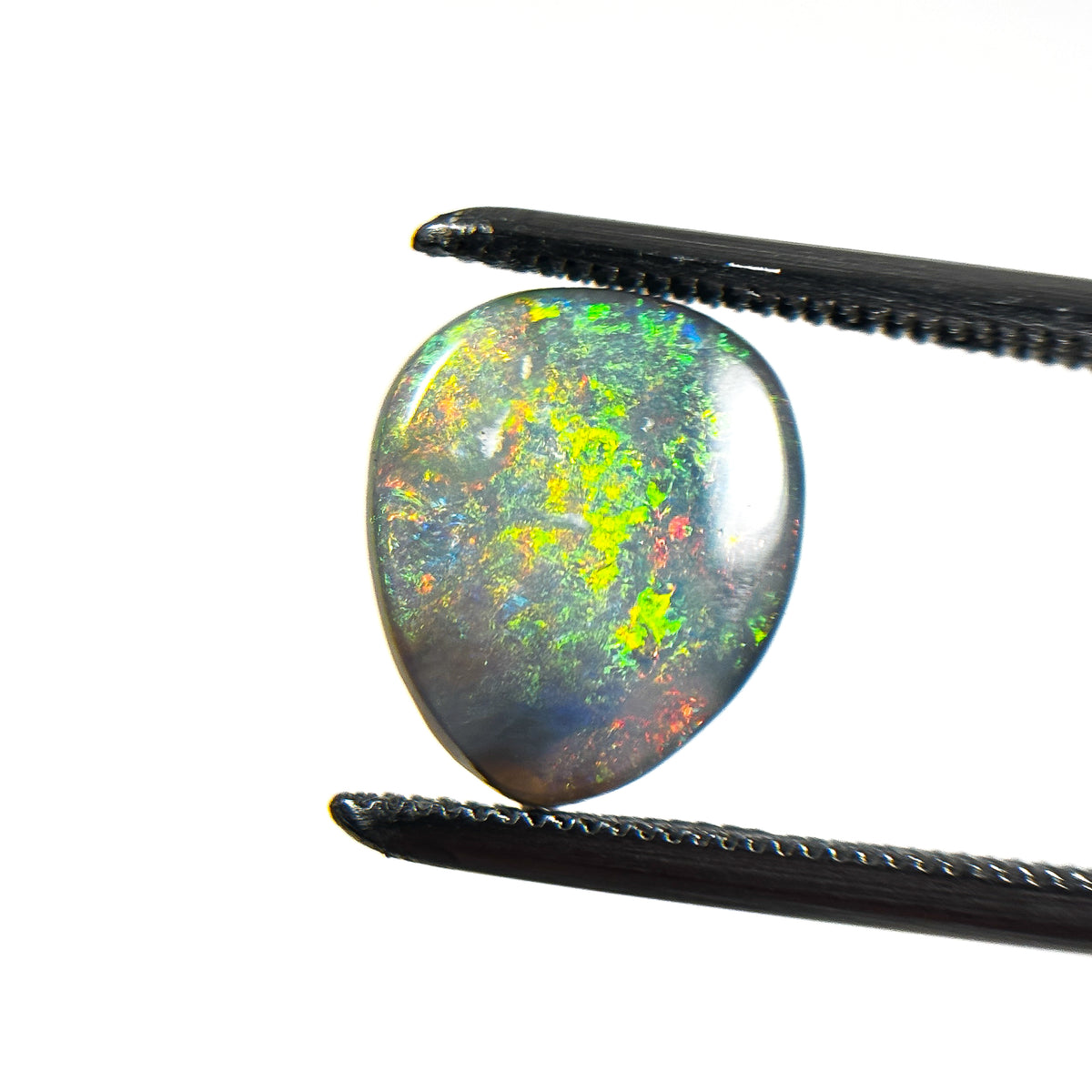 Semi Black Opal Green Multicolour 11x9x3 Cabochon Pear 1.95 Carat