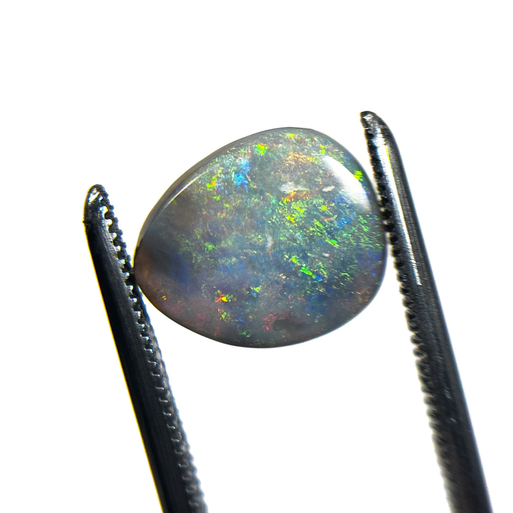 Semi Black Opal Green Multicolour 11x9x3 Cabochon Pear 1.95 Carat
