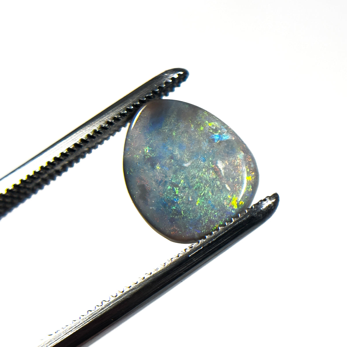 Semi Black Opal Green Multicolour 11x9x3 Cabochon Pear 1.95 Carat