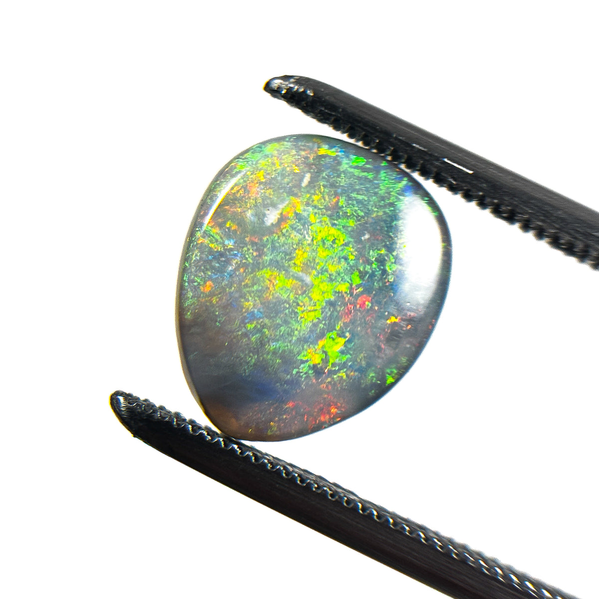 Semi Black Opal Green Multicolour 11x9x3 Cabochon Pear 1.95 Carat