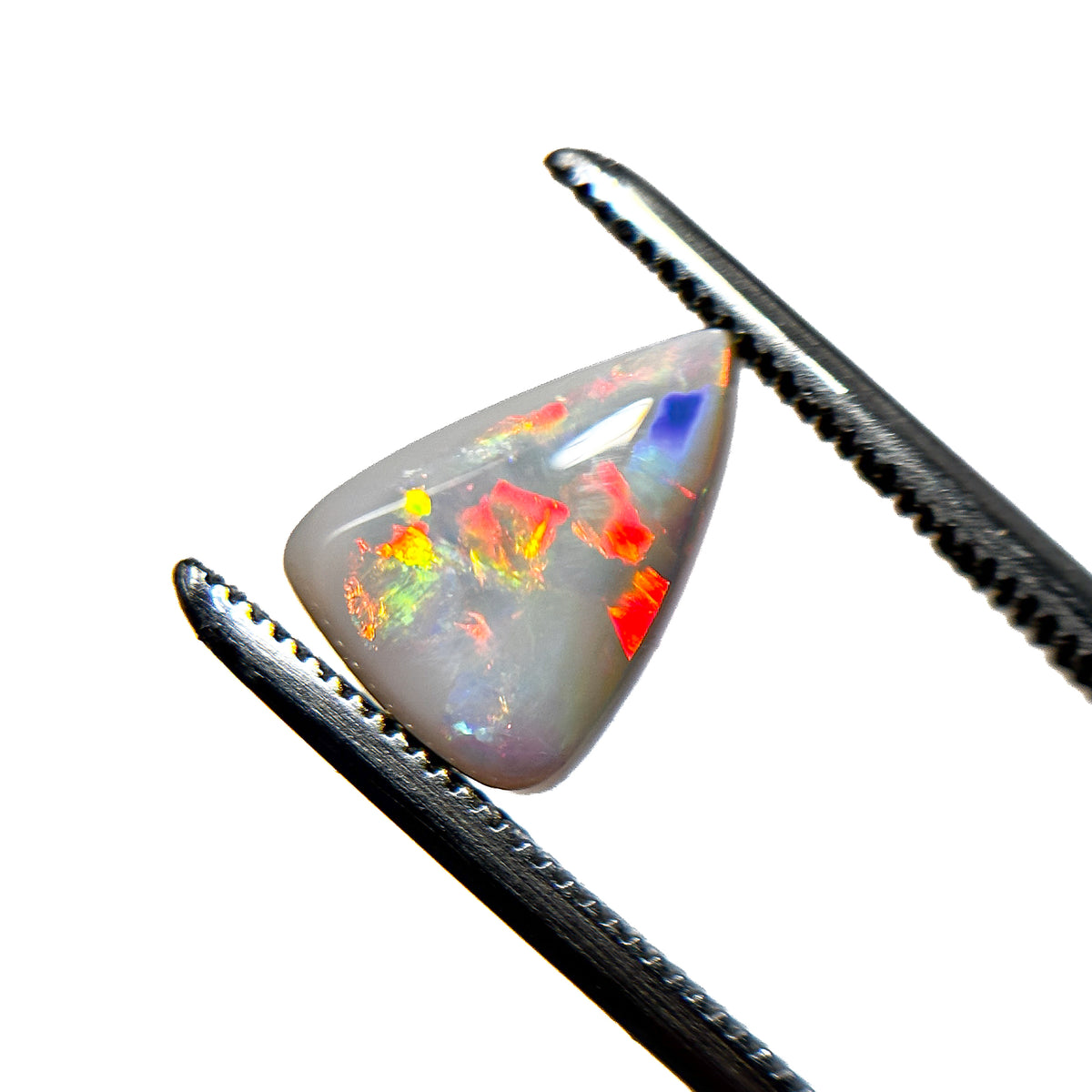 White Opal Red Multicolour 10x7x4 Cabochon Pear 1.65 Carat