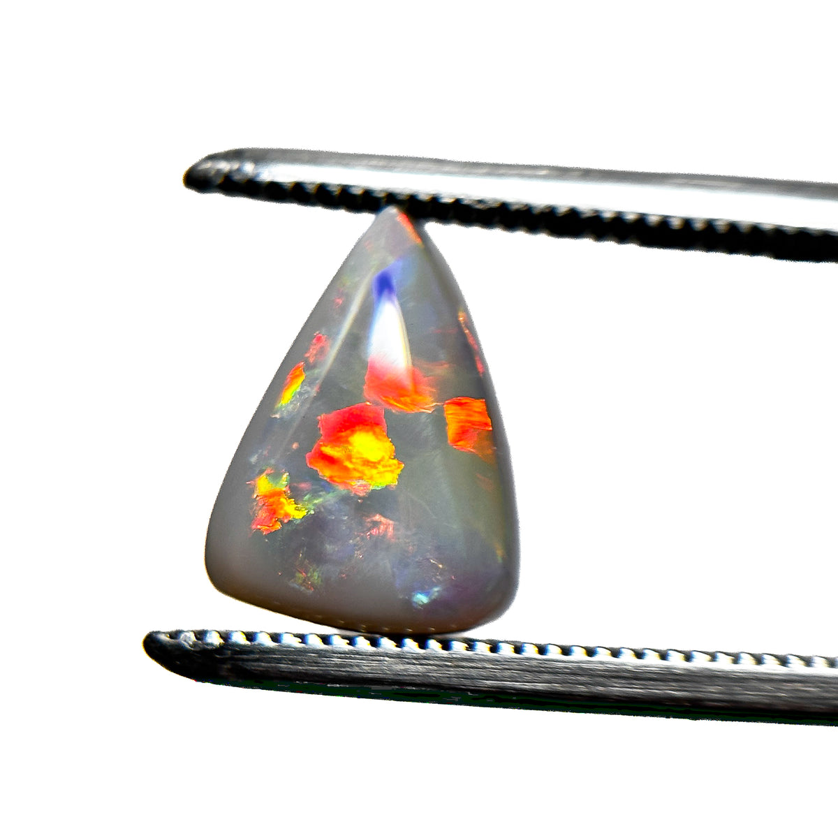 White Opal Red Multicolour 10x7x4 Cabochon Pear 1.65 Carat