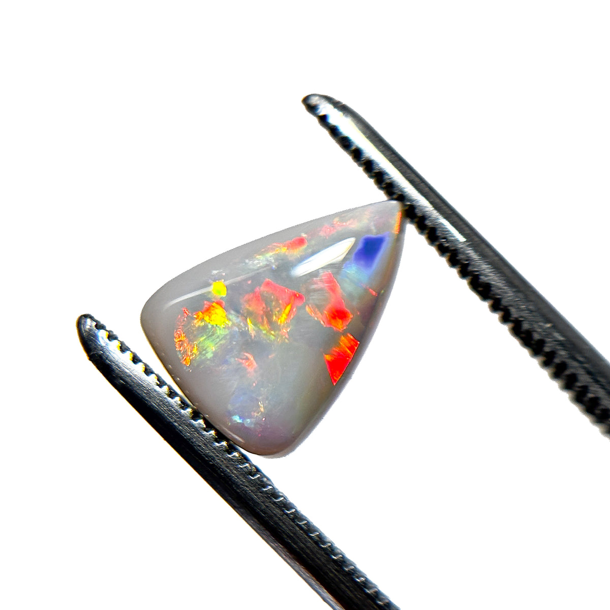 White Opal Red Multicolour 10x7x4 Cabochon Pear 1.65 Carat