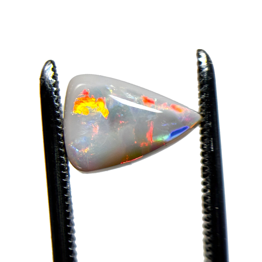 White Opal Red Multicolour 10x7x4 Cabochon Pear 1.65 Carat