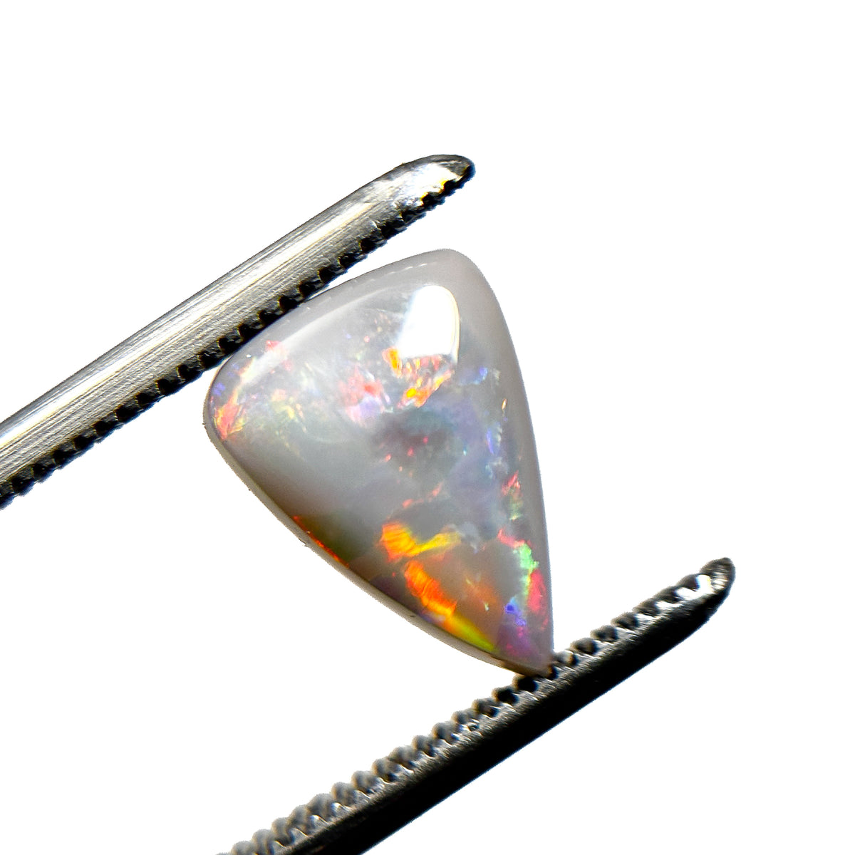 White Opal Red Multicolour 10x7x4 Cabochon Pear 1.65 Carat